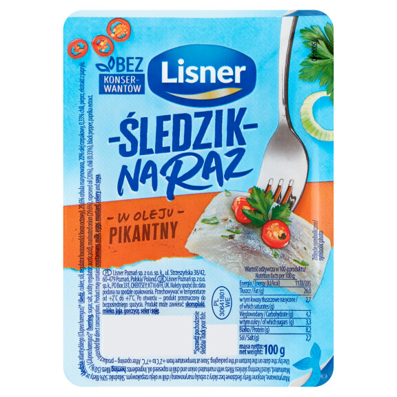 Sledzik Na Raz Pikantny 100G Lisner