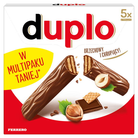 Duplo wafel z orzechowym nadzieniem pokryty mleczną czekoladą 91g