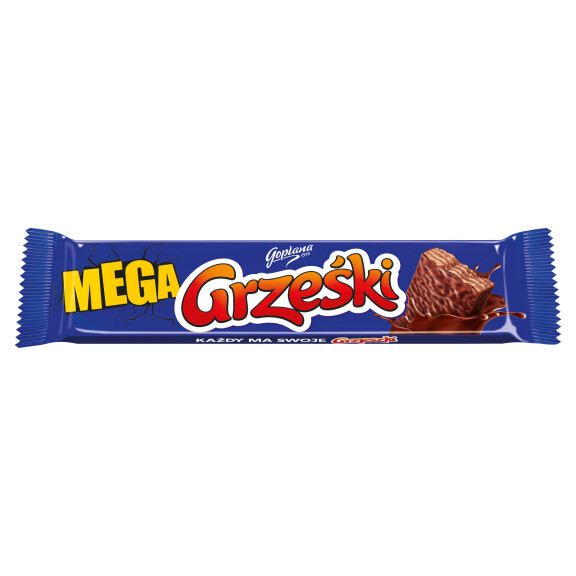 Grześki Mega wafel przekładany kremem kakaowym w czekoladzie 48g