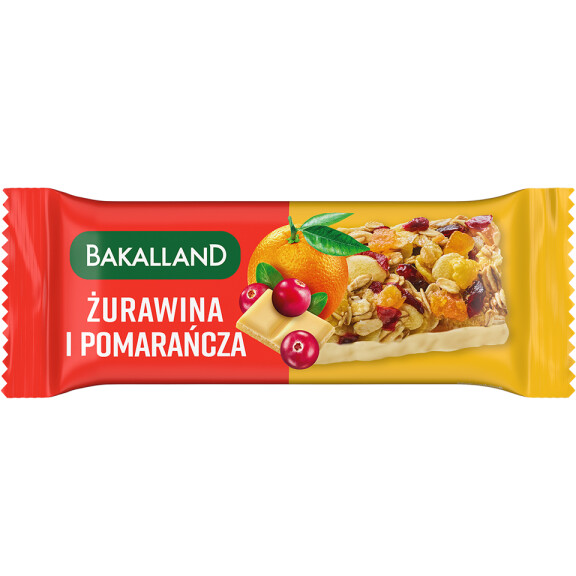 Bakalland BA! Baton zbożowy żurawina i pomarańcza 40g