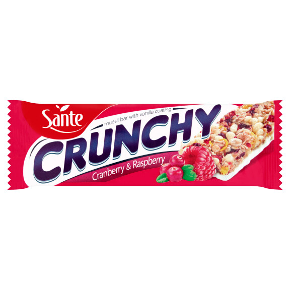 Sante Crunchy baton żurawinowo malinowy w polewie waniliowej 40g