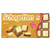 Schogetten czekolada trilogia biała orzechy laskowe z czekoladą mleczną 100g
