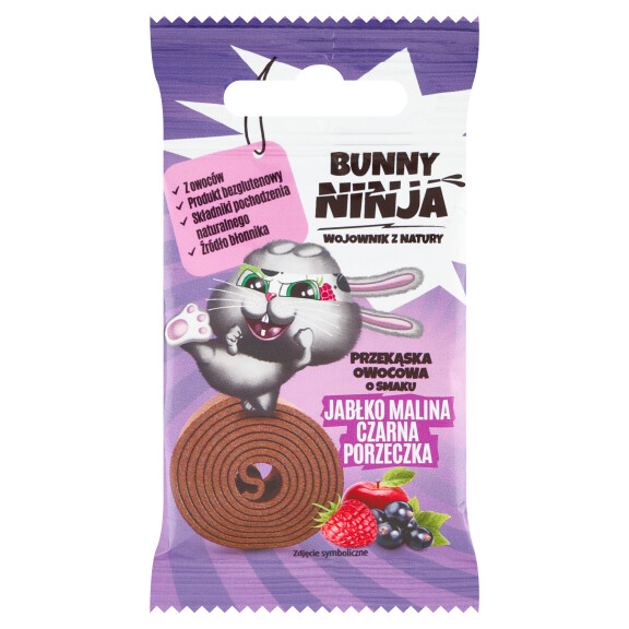 Ninja Bunny Przekąska owocowa o smaku jabłko-malina-czarna porzeczka 15g