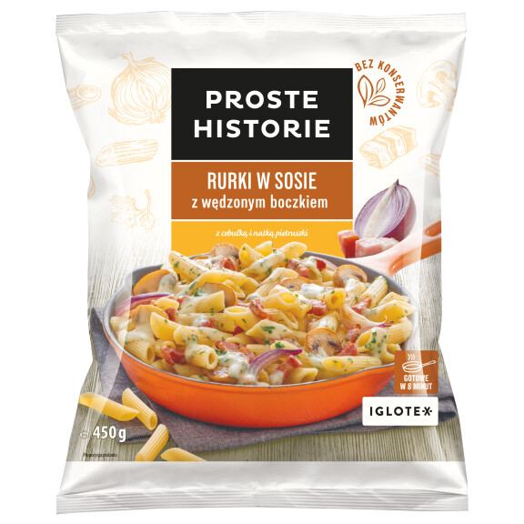 PROSTE HISTORIE Rurki w sosie z wędzonym boczkiem 450g