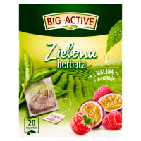Big-Active Zielona herbata z maliną i marakują 20 torebek 34g
