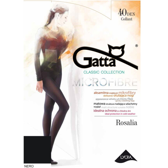 GATTA Rajstopy damskie ROSALIA Mikrofibra roz 02, 40 DEN, czarne