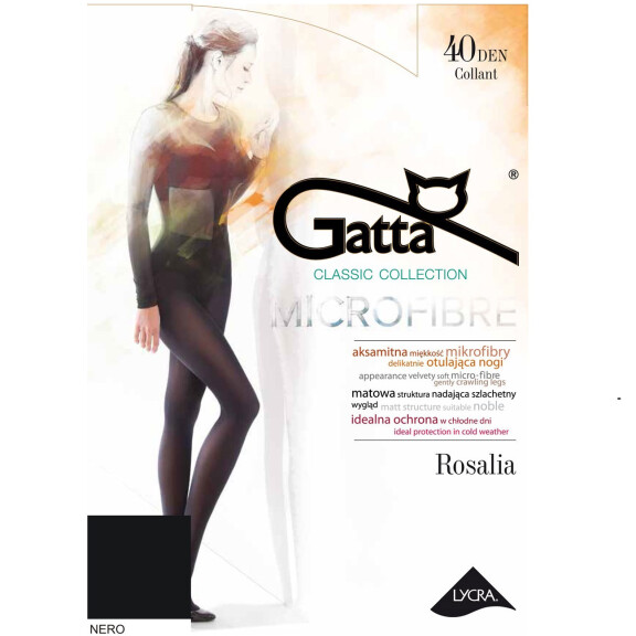 GATTA Rajstopy damskie ROSALIA Mikrofibra roz 03, 40 DEN, czarne