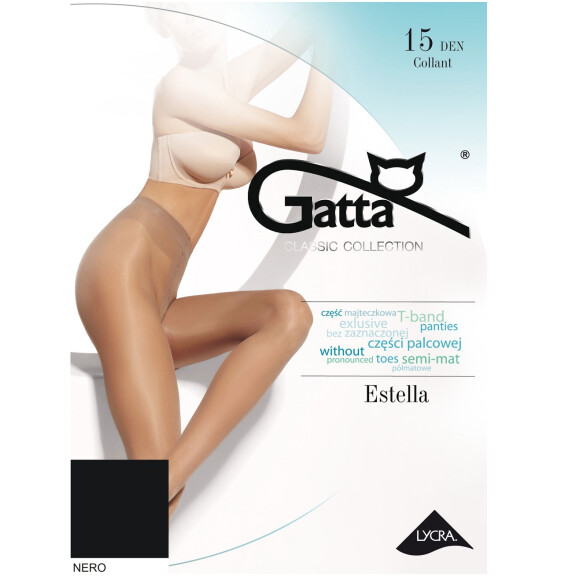 GATTA Rajstopy damskie Lycra ESTELLA półmat roz 03, 15 DEN, czarne