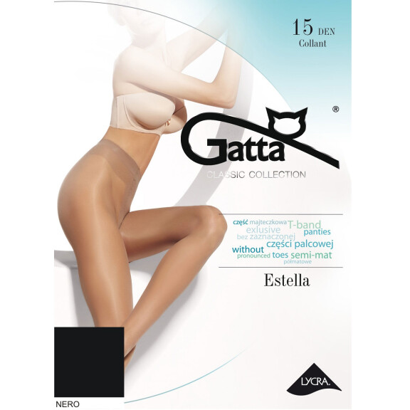 GATTA Rajstopy damskie Lycra ESTELLA półmat roz 04, 15 DEN, czarne
