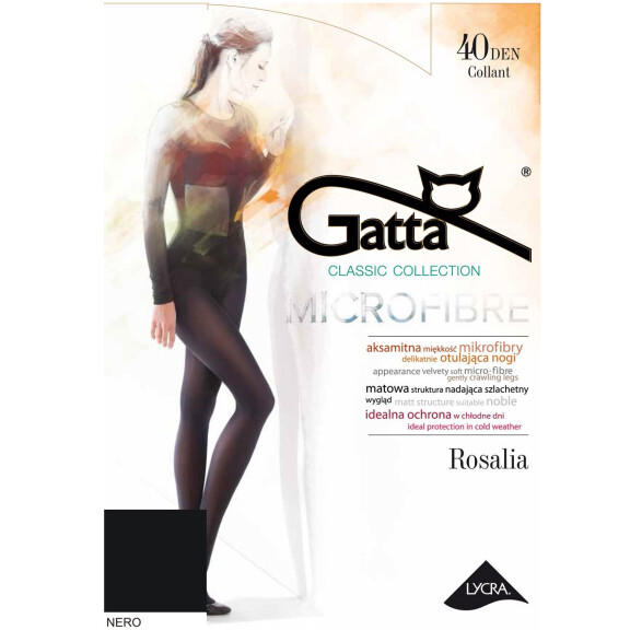 GATTA Rajstopy damskie ROSALIA Mikrofibra roz 05, 40 DEN, czarne