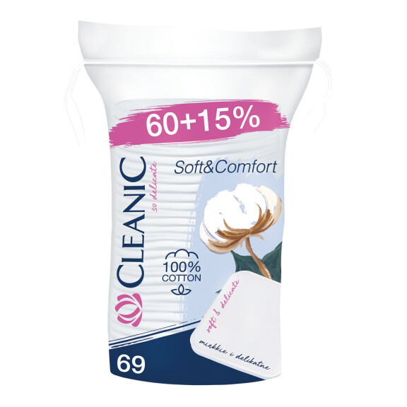 Płatki higieniczne kwadratowe Cleanic Soft&Comfort 60szt. +15%  gratis