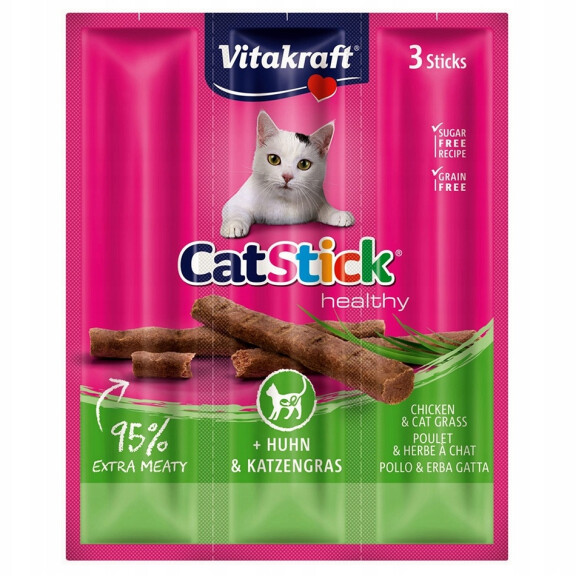 Vitakraft Cat Stick Mini przysmak dla kota kurczak i trawa 3szt