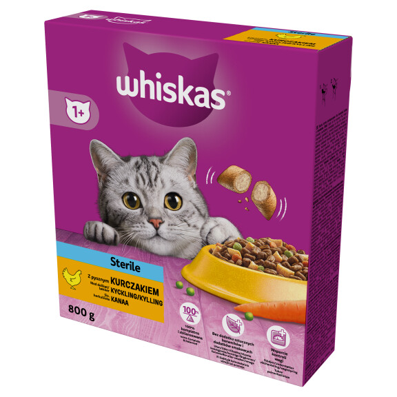 Whiskas Sterile z kurczakiem, sucha karma dla kotów 800g
