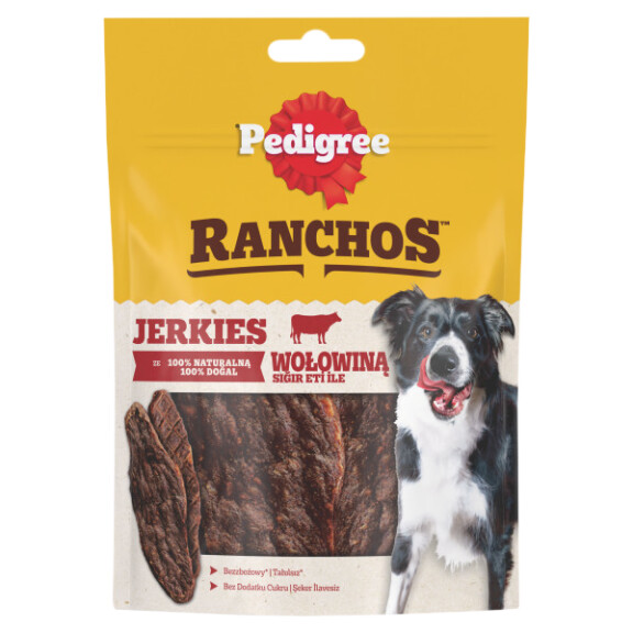 Pedigree Ranchos Jerkies 95% Wołowina przysmaki dla psów 7szt 70g