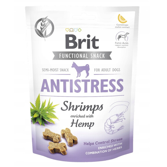 Brit Snack Antistress przysmak funkcjonalny dla psa krewetki konopia 150g
