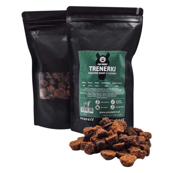 Trenerki PanZwierz suszony BARF z koniny 250g