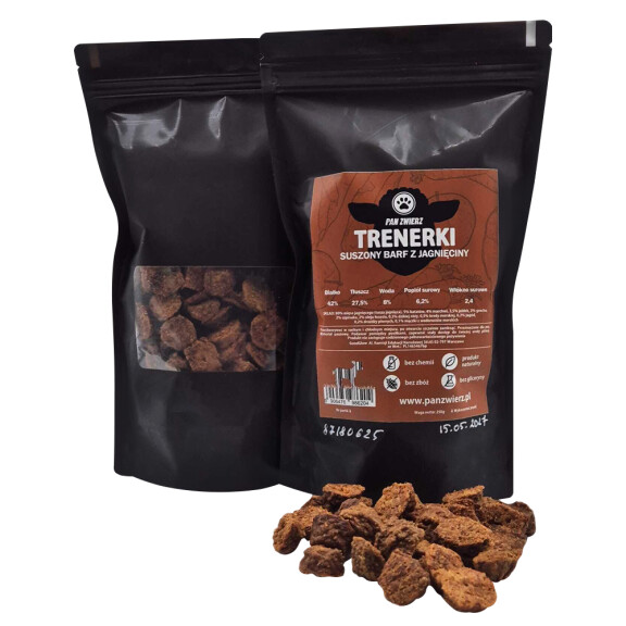 Trenerki PanZwierz suszony BARF z jagnięciny 250g