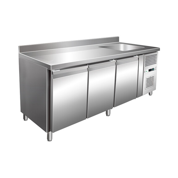 Table réfrigérée 3-portes GN 1/1 avec évier Forcar, 580 l, en acier inoxydable | FIMAR G-GNS3200TN