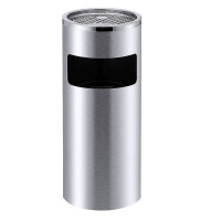 Poubelle en acier avec cendrier, diamètre 25 cm | CONTACTO 1613/250