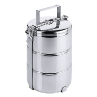 Récipient à déjeuner en acier, 2,7 l, diamètre 14 cm, 3 compartiments | CONTACTO 4014/143