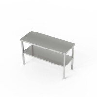 Étagère de table 2 étagères en acier inoxydable 4 pieds 90x30x60 cm | FORGAST