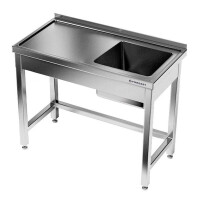 Table en acier inoxydable avec évier à 1 bac 120 cm | FORGAST