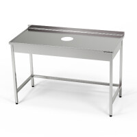 Table en acier inoxydable avec ouverture pour déchets 120x70x85 cm | FORGAST