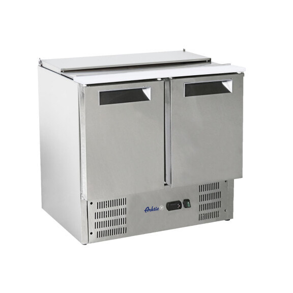 Table réfrigérée à salades 2-portes avec couvercle rabattable, 247 l, 90x70x86 cm, 145 W | ARKTIC 236161