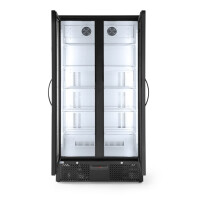 Réfrigérateur de bar pour boissons 2-portes 458 l, aluminium, noir, dégivrage automatique | ARKTIC 233931