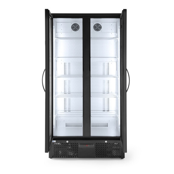 Réfrigérateur de bar pour boissons 2-portes 458 l, aluminium, noir, dégivrage automatique | ARKTIC 233931