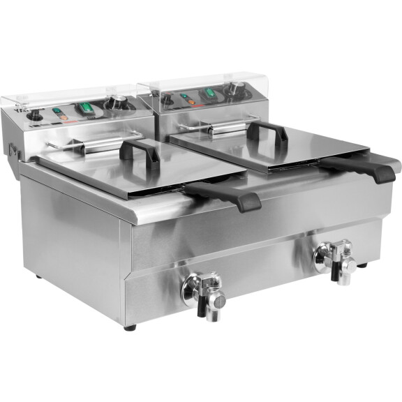 Friteuse électrique à 2 cuves avec robinets de vidange 2x12 L | YATO YG-04634
