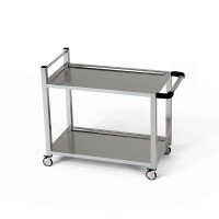 Chariot de service en acier inoxydable à 2 étagères 80x40x85 cm | FORGAST