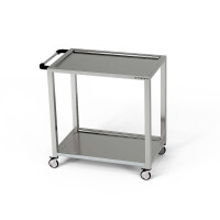 Chariot de service en acier inoxydable à 2 étagères 90x40x85 cm | FORGAST