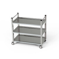 Chariot de service en acier inoxydable à 3 étagères poignée verticale 110x50x85 cm | FORGAST