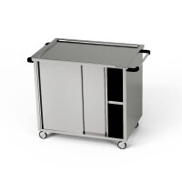 Chariot de service à 3 étagères avec portes coulissantes 80x70x85 cm | FORGAST