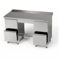 Table de travail en acier inoxydable avec 2 blocs de 2 tiroirs 190x60x85 cm | FORGAST