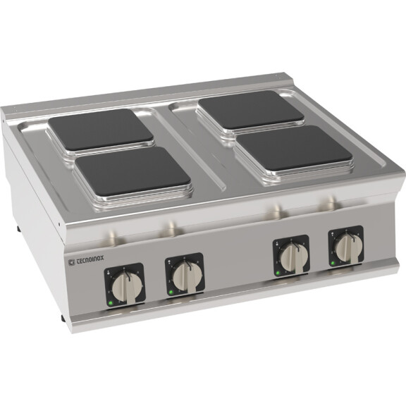 Cuisinière de restauration électrique posable 4 plaques carrées 22x22 cm | TECNOINOX 716006