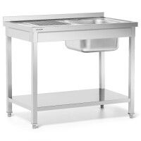 Table inox avec évier 1 bac à droite avec étagère 100x60x85 à visser | FORGAST FG15338