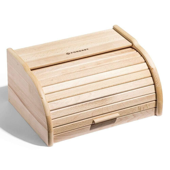 Boîte à pain en bois huilé, rectangulaire, 38x29x18 cm | FORGAST FG12638
