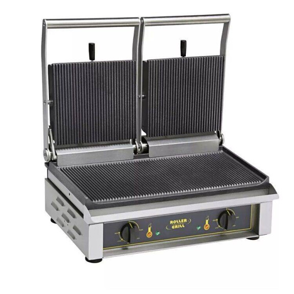 Grill de contact double, plaques rainurées, 2x2 kW, 53,5x24 cm | ROLLER GRILL MAJESTIC 230V