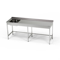 Table en acier inoxydable avec évier 1 bac 280x70x85 cm | FORGAST