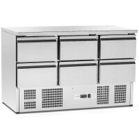 Table réfrigéré 6 tiroirs, 400 l, avec groupe froid inférieur | FORGAST FG07009