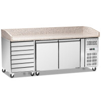 Table réfrigéré à pizza 2-portes avec tiroirs 428 l | FORGAST FG07204
