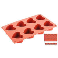 Moule pour biscuits en forme de cœur, en silicone, 8 cavités 30 x 17,5 cm | CONTACTO 6648/060