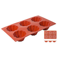 Moule pour brioches, en silicone, 6 cavités, 7,5 x 4 cm | CONTACTO 6638/864