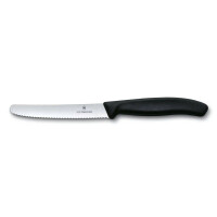 Couteau à lame dentelée pour légumes et fruits Swiss Classic noir lg. lame 11 cm | VICTORINOX 6.7833