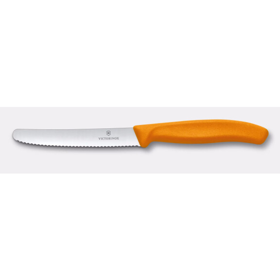 Couteau à tomates Swiss Classic, lame dentelée, orange, long. lame 11 cm | VICTORINOX 6.7839.C1