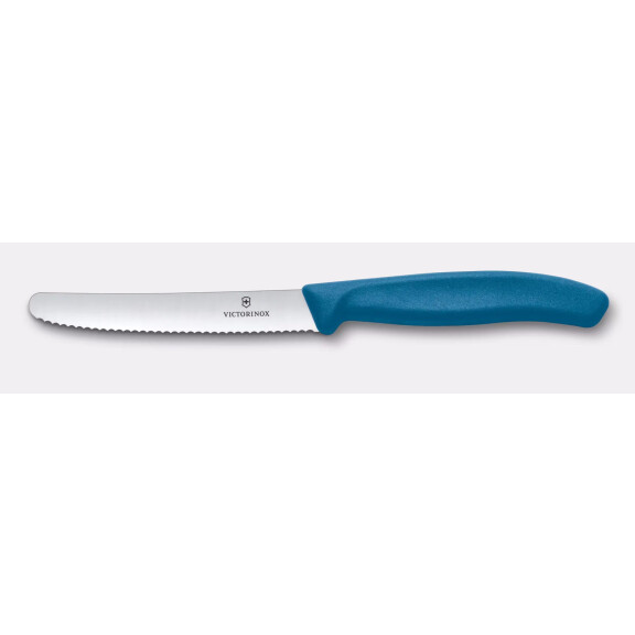 Couteau à tomates Swiss Classic, lame dentelée, bleu, long. lame 11 cm | VICTORINOX 6.7832.C1