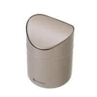 Poubelle de table avec couvercle basculant, 1,2 L, beige, Ø 12 x H 16,5 cm | HENDI 440797