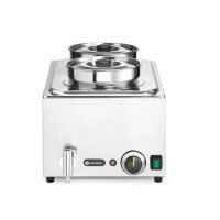 Bemar Hendi Ranger avec robinet de vidange, 8 L, 1000 W, 60,4 x 33,2 x 31,5 cm, bac 2x4 L, 3xGN 1/3 | HENDI 201473